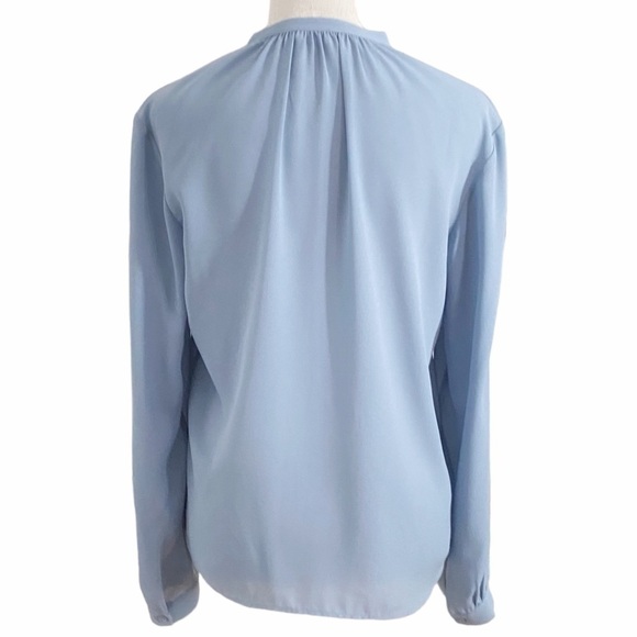 FILIPPA K BABY BLUE COLLARLESS SHEER CHIFFON BUTTON DOWN SHIRT BLOUSE - S - Picture 3 of 8